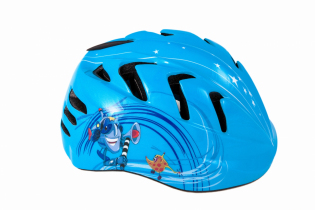 Шлем детский с регулировкой, размер M(52-56см), цвет синий, рисунок - "вертолетики"