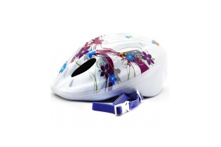 Шлем детский с регулировкой, размер S(48-52см), цвет белый, рисунок - "цветы"
