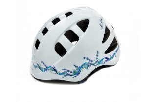 Шлем детский с регулировкой, размер S(52-56см), белый, рисунок - "лаванда", инд. уп. Vinca Sport