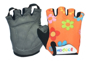 Перчатки 223-1 детские, L/XL, оранжевые с цветами