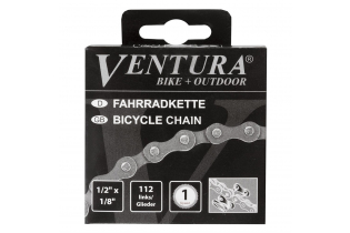Цепь Ventura, для дорожных велосипедов, 1/2"x1/8", 112 звеньев, с замком в индивидуальной упаковке.
