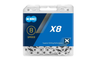 Цепь для велосипеда KMC X8 1/2"x3/32", 8 скор, 114 звеньев, серебряная