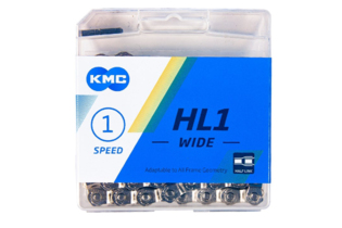 Цепь для велосипеда KMC HL1- Wide Silver, для 1-ск. велосипедов, BMX, фиксеров, 100 звеньев, 1/2"X1/8"X100LINKS