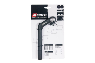 Вынос руля "4BIKE", алюминиевый, HS-C80, L:80, 180mm R:+30, D:25.4мм, индивидуальная упаковка, черный